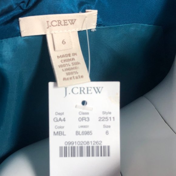NWT Teal Silk Taffeta J. Crew Blakely Dress Sz 6 - Picture 8 of 8